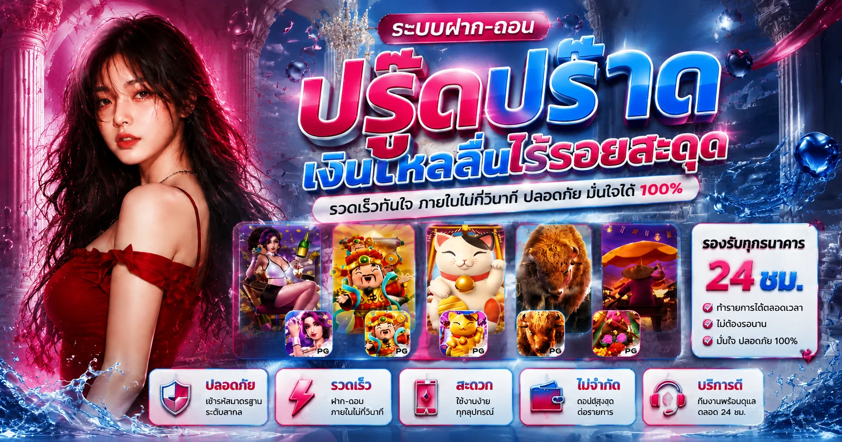ระบบฝากถอนออโต้ PGPOP168 รวดเร็วภายใน 10 วินาที