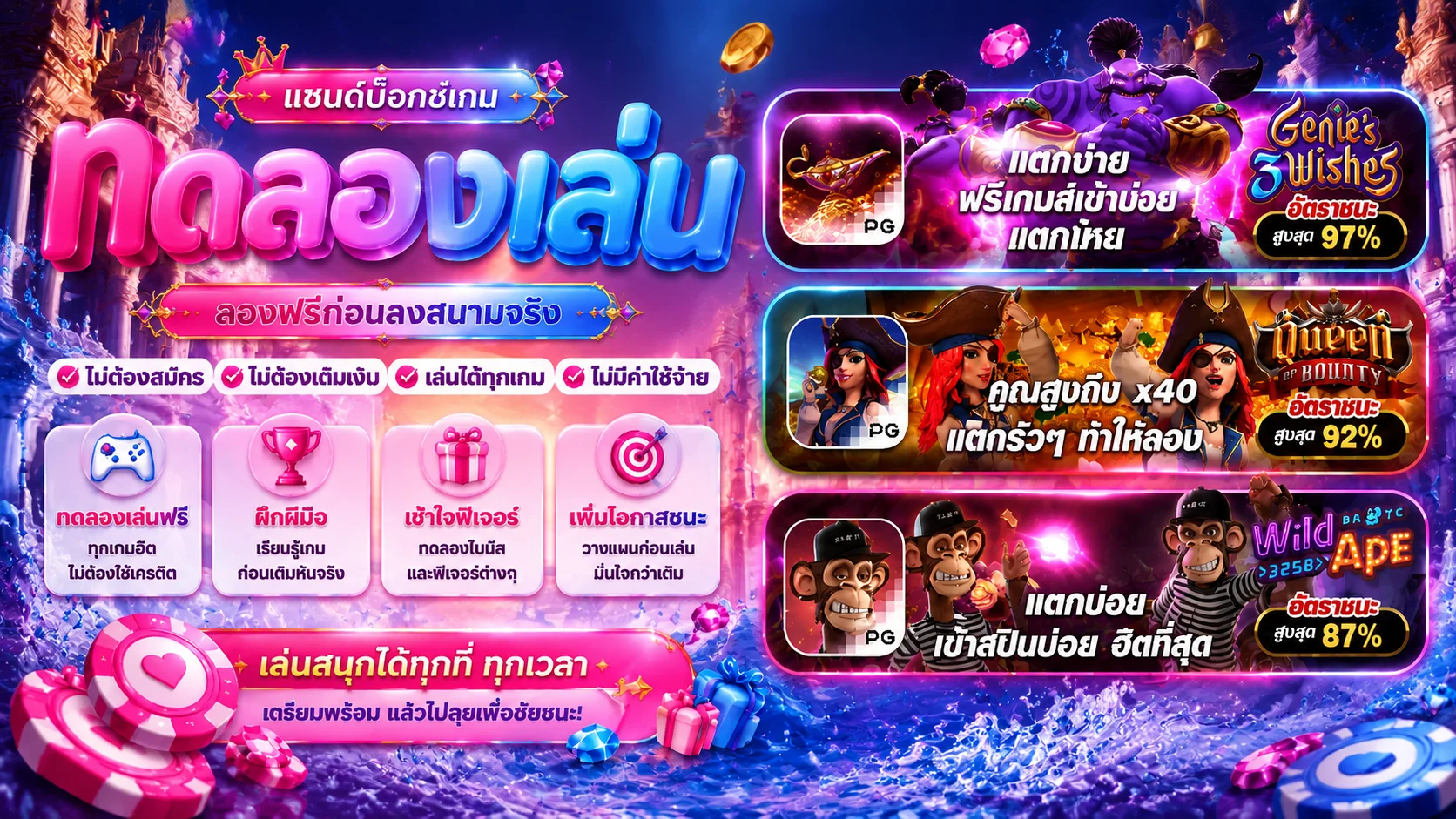 ทดลองเล่นสล็อต PGPOP168 เล่นฟรีทุกเกม PG SLOT